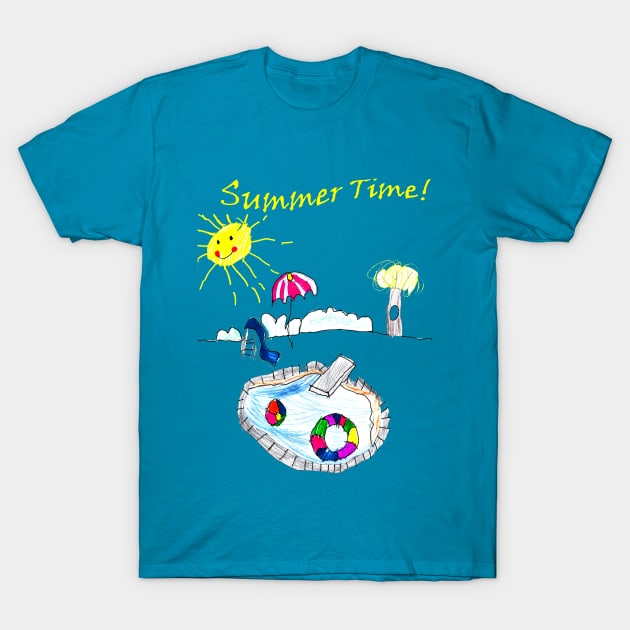 Summer Time Kid Drawing T-Shirt by Kids’ Drawings 